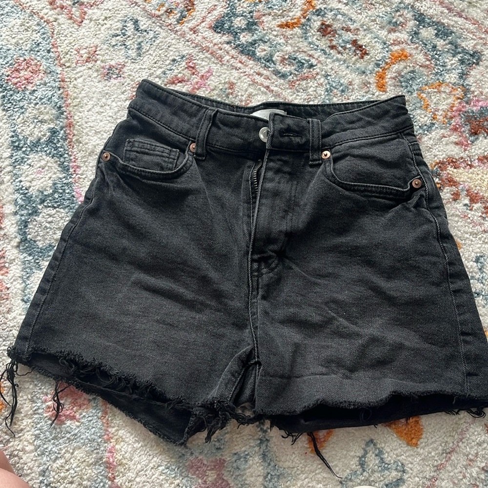 H&M black denim shorts. Size 2. High rise
